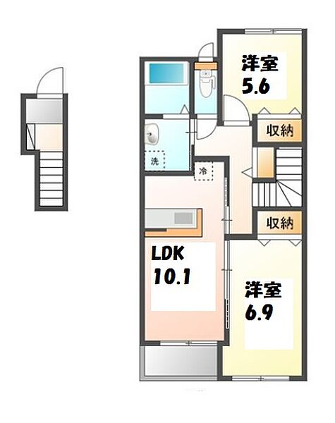 グランディール 202｜兵庫県加東市上中3丁目(賃貸アパート2LDK・2階・59.24㎡)の写真 その2