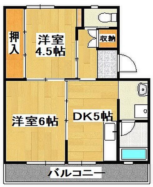 ビレッジハウス滝野 1-406｜兵庫県加東市北野(賃貸マンション2DK・4階・38.46㎡)の写真 その2