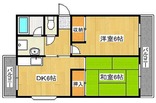 白い小さなマンション六甲 302｜兵庫県神戸市灘区神前町1丁目(賃貸マンション2DK・3階・45.00㎡)の写真 その2