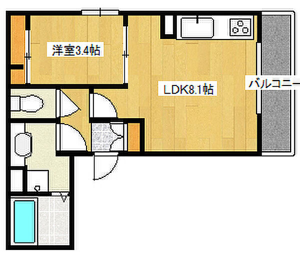 ローレル千旦 303｜兵庫県神戸市灘区千旦通3丁目(賃貸アパート1LDK・3階・31.79㎡)の写真 その2