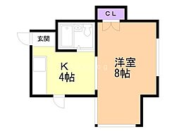 ソシエ山鼻 1Kの間取図画像