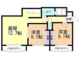 キャビン25 2LDKの間取図画像