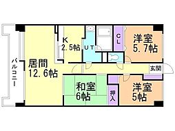 THERESIDENCEPARKODORIKOEN 3LDKの間取図画像