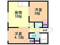 ハシモトロイヤル山の手 2LDKの間取図画像