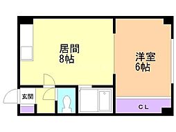 ホワイトパーク山の手 1LDKの間取図画像