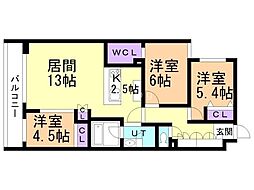札幌市中央区南十条西21丁目マンション 3LDKの間取図画像