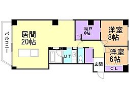 札幌パーク・マンション 2SLDKの間取図画像