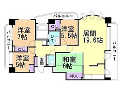 ダイアパレスガレリアシティセンターウィング 4LDKの間取図画像