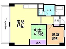 パークレヂデンス 2LDKの間取図画像
