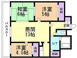 サウス15 3LDKの間取図画像