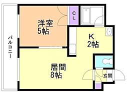 セントポーリア弐番館 9階1LDKの間取り