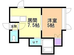 リア・クリスタル 1DKの間取図画像