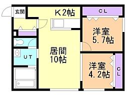 札幌市中央区南三条西12丁目マンション 2LDKの間取図画像
