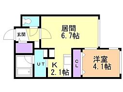 フィオーレ・ビアンカ桑園 1LDKの間取図画像
