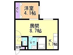 ヒルズ24 1LDKの間取図画像