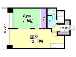 ハイデンス琴似 1LDKの間取図画像