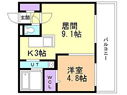 HGSSouth11 1LDKの間取図画像