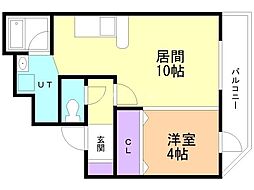 カピテーヌ円山 1LDKの間取図画像