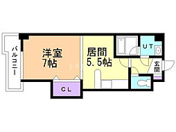 コンパス琴似 1DKの間取図画像