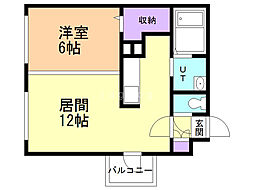 モルティーニ南円山 1LDKの間取図画像