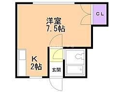 コーポ鈴 1Kの間取図画像