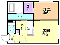 カーサ・ビアンカ札幌駅西口 1DKの間取図画像