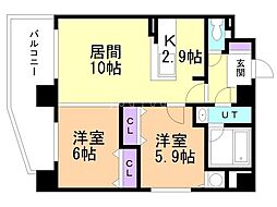 ソールタワー近代美術館 2LDKの間取図画像