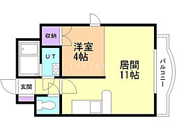 キャッスル八軒 1DKの間取図画像