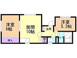 コーポローアン 2LDKの間取図画像