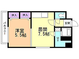 シバビル.2nd 1DKの間取図画像