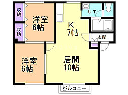 サンビレッジホワイト3 2LDKの間取図画像