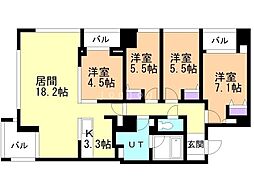ラジェストタワー琴似 4LDKの間取図画像