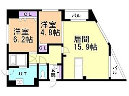 レジェンドコート琴似 2LDKの間取図画像