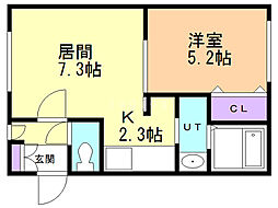 グランメール琴似 1LDKの間取図画像