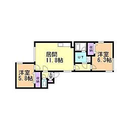 フェリオ南円山 2LDKの間取図画像