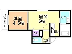 ル・エスト5 1DKの間取図画像