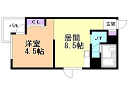 412ビル 1LDKの間取図画像