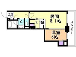 PRIMEURBAN札幌リバーフロント 1LDKの間取図画像