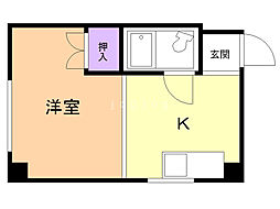 ローヤルハイツ712A棟 1Kの間取図画像
