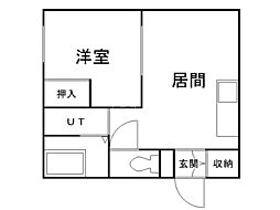 パークレジデンス鶴 1DKの間取図画像