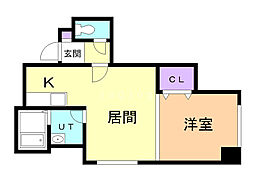 リベルティ医大前 1LDKの間取図画像