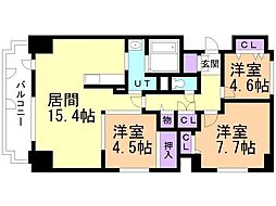 シビックコート苗穂駅前 3LDKの間取図画像