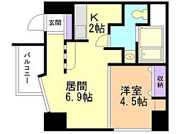 S-FORT北円山 1LDKの間取図画像