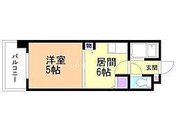サポナール円山 1DKの間取図画像