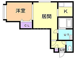 癒しの館南8条 1LDKの間取図画像