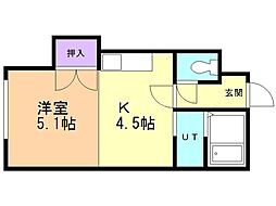 フラット・蒼 1DKの間取図画像