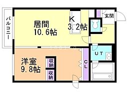 ピュア・ステージ円山 1LDKの間取図画像