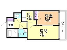 ロータリー円山 1LDKの間取図画像