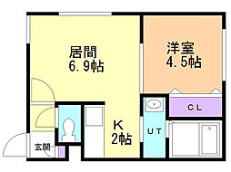 ロワブランシュ 1LDKの間取図画像