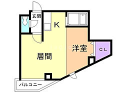 パークヒルズ中央411 1LDKの間取図画像